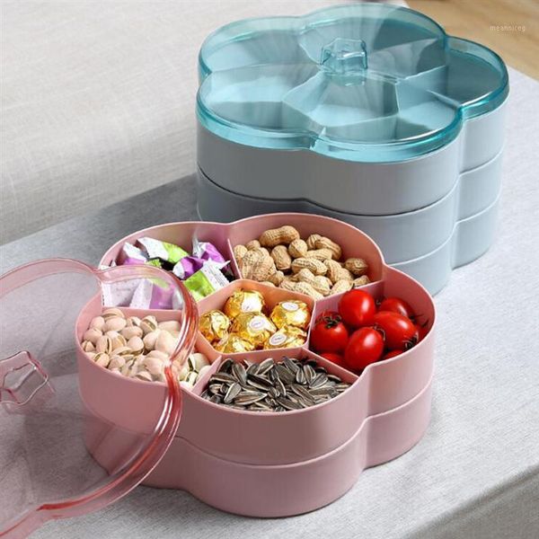 

transparent lid case dried fruit divided plate snack tray nuts candy storage box flower shaped storage case1