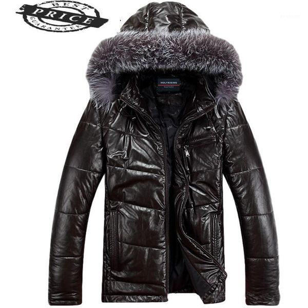 

leather coat autumn and men's winter 200% real raccoon fur cotton coat male fur parka winter jacket men pu leather 224981, Black