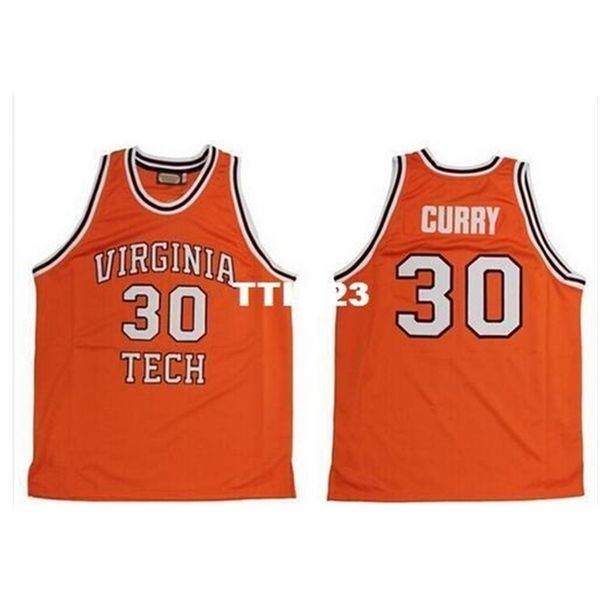 

vintage 121 #30 dell curry jersey virginia tech university hokies college jersey orange or customize any number 121 stitched jersey, Black