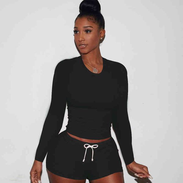 

ladies long sleeve round neck casual fashion solid color home sports simple two-piece set, Gray