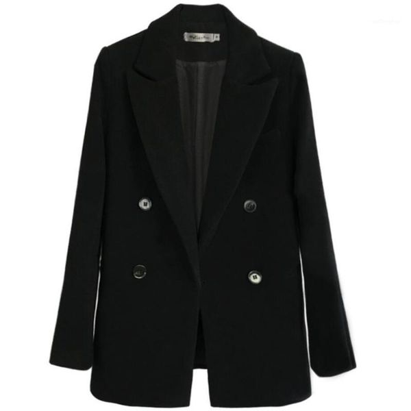 

plus size 3xlautumn winter fashion double breasted woolen blazer women loose thick small suit1, White;black
