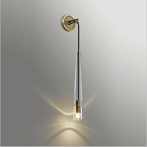

wall lamp copper light luxury crystal bedroom designer bedside mirror front living room post modern creative simple atmosphere