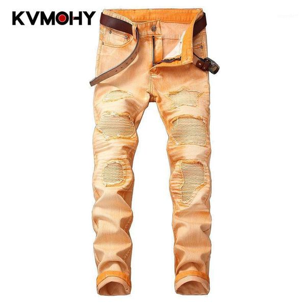 

hip hop jeans men camouflage orange jeans trousers male camo cool fashion slim army denim pants ripped pantalon homme jean1, Blue