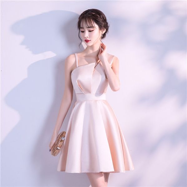 

summer one shoulder backless zipper high waist slim sleeveless a-line simple solid color khaki black wine red coctail dress 9451 party