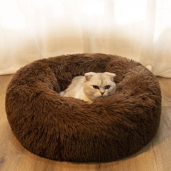 

cat bed dog breath blanket warm sleeping super soft pet bed kennel round cushion fluffy calming mat portable pet house for cats1