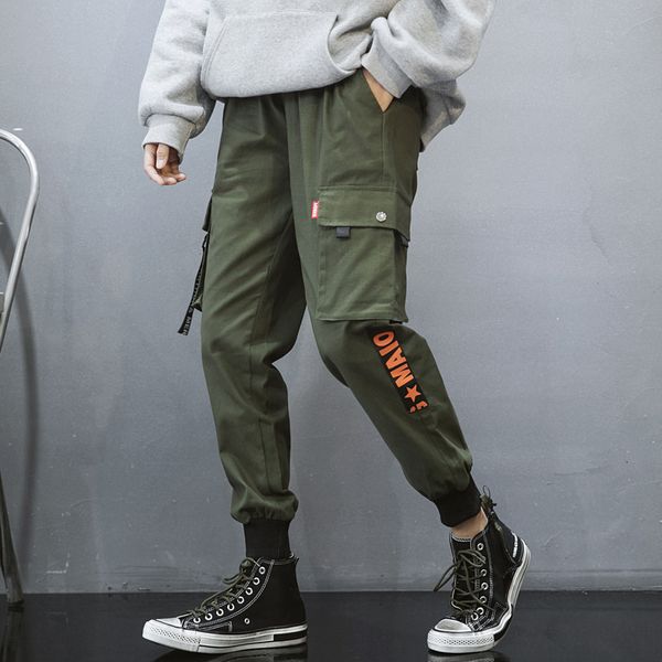 

new men's multi pocket corset overalls in spring and autumn, Black