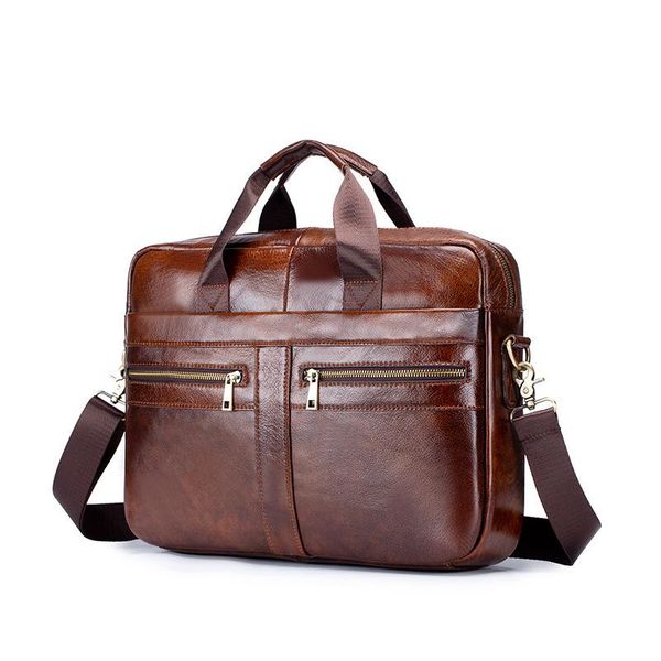 

crossten cow leather briefcase mens genuine leather handbags crossbody bags men's luxury business messenger bags laptop