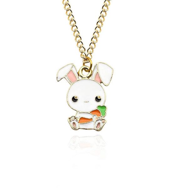 

fashion couples cartoon carrot enamel necklace pendan jewelry for children cute cat pendant women lover choker gift, Silver