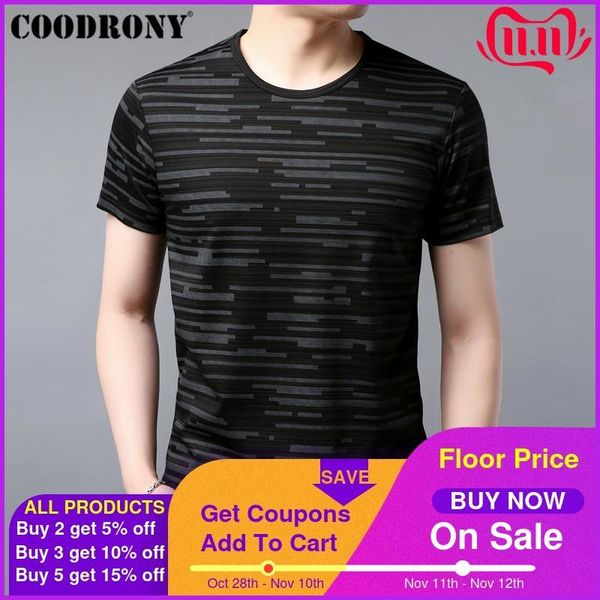 

coodrony casual t fashion striped short sleeve t-shirt men summer cotton tee shirt homme men's o-neck t-shirts s95044, White;black