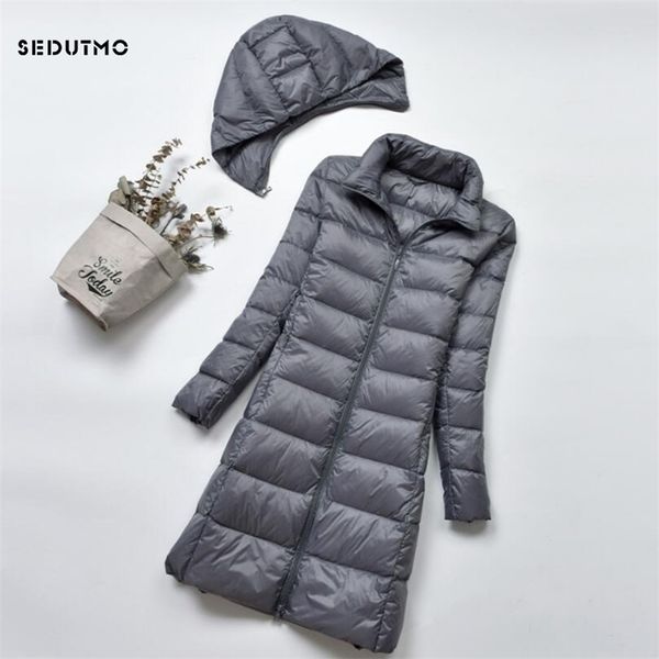 SEDUTMO Winter Plus Größe 4XL Damen Daunenmantel Lange Ultraleichte Dicke Entendaunen Pufferjacke Schlanke Herbst Parkas ED522 201201