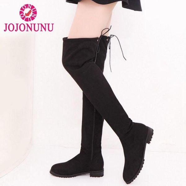 

fitwee size 34-43 thigh high boots female winter boots women over the knee flat stretch fashion shoes women, Black