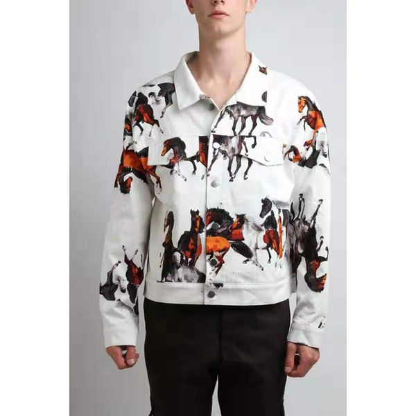

rhude pre2020ss horse painted denim jacket, Black