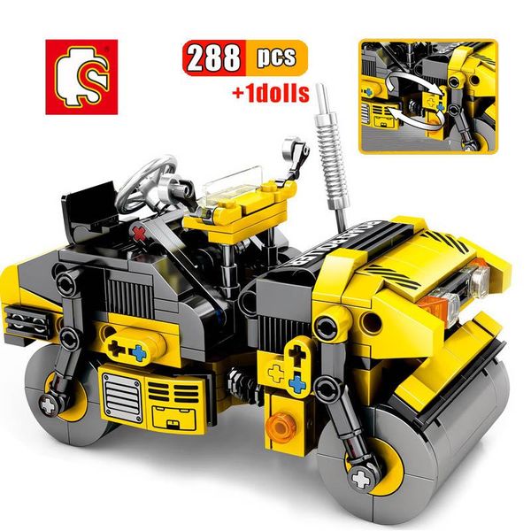 

sembo 288pcs technic engineering building block mode sets double roller truck city construction vehicle car toy for children boy wmtuko