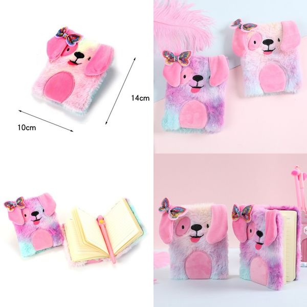 

child plush bows notebooks cartoon dogs lovable student fond gradient diary birthday gift notepads supplie new arrival 7 8sm e2, Purple;pink