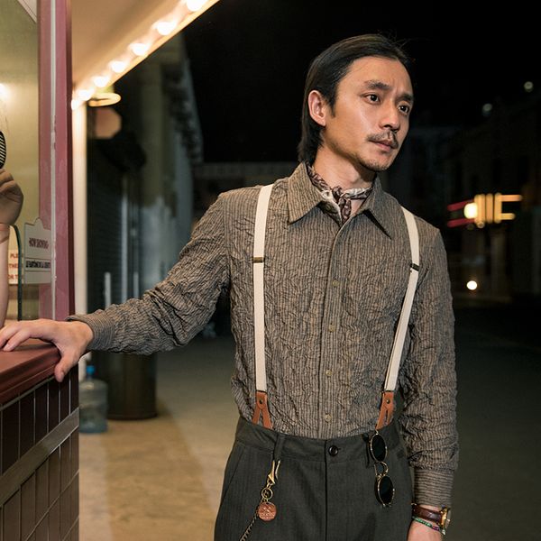 

soarin british stripe men's vintage casual thin long sleeve shirt wrinkles