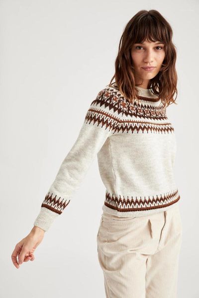 

women's sweaters defacto desenli triko kazak-t1816az20wn1, White;black