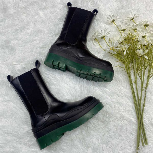 

chelsea mona lovers' thick bottomed chimney spring autumn mid barrel british style men's and women's martin boots, Black