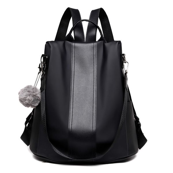 

casual nylon fabric borsa zaino bag black and khaki colour ladies convertible backpack teenage girl shoulder bag