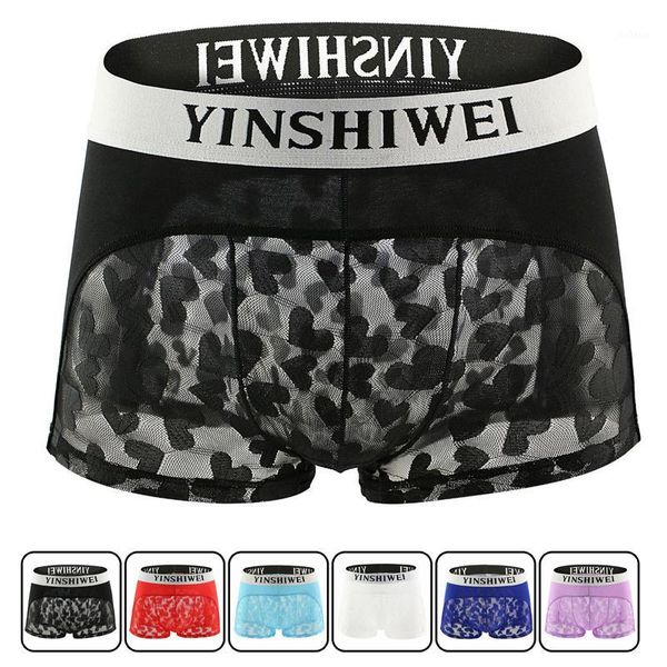 

panties underwear men lace transparent underwear gay man boxers heart-shaped men's boxer pants are refreshing breathable1, Black;white