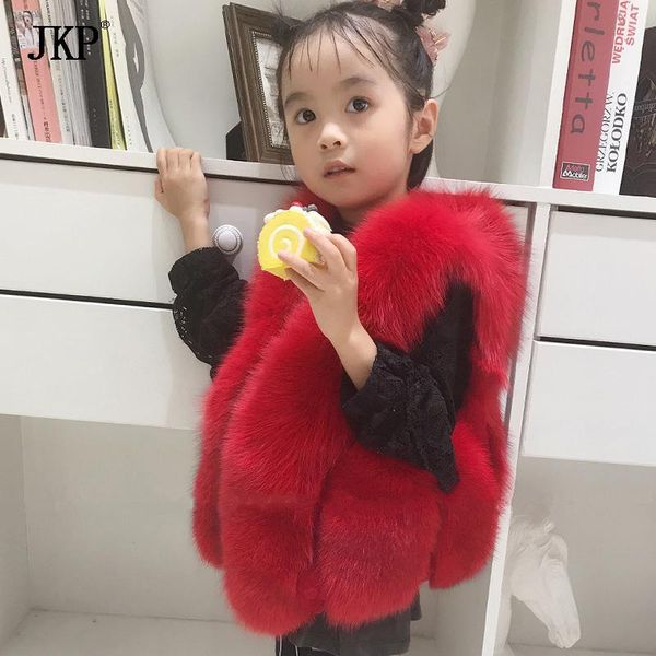 

2020 winter new children's real fur vest baby girls warm short fur clothing vest kids vests coat, Blue