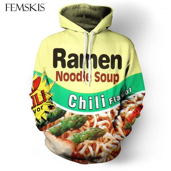 

femskis couple hoody 3d ramen noodle soup chicken print funny hoodies sweatshirts 2020 fashion men women pullover1, Black
