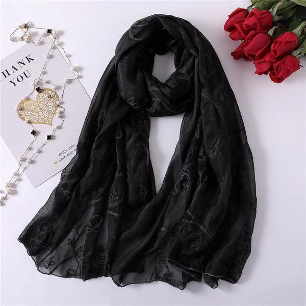 

new 2020 brand women scarf fashion summer embroidery shawl wrap lady pashmina silk scarves hijab foulard beach stoles bbytod bdehome, Blue;gray