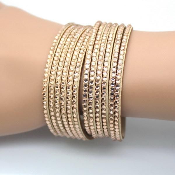 

2017 новая мода sky blue crystal кожаные браслеты модные mosaic марка rhinestone классический шарм женщины браслеты. jllema bdecoat, Golden;silver