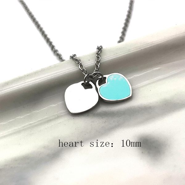 

10mm heart necklace woman a set of packaging stainless steel blue pink green pendant 23 day christmas gifts for girlfriend, Silver