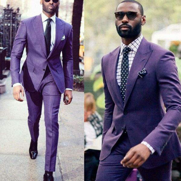 

men's suits & blazers formal purple male blazer slim fit for men groom tuxedos dinner wedding business work wear jacket+pants, White;black