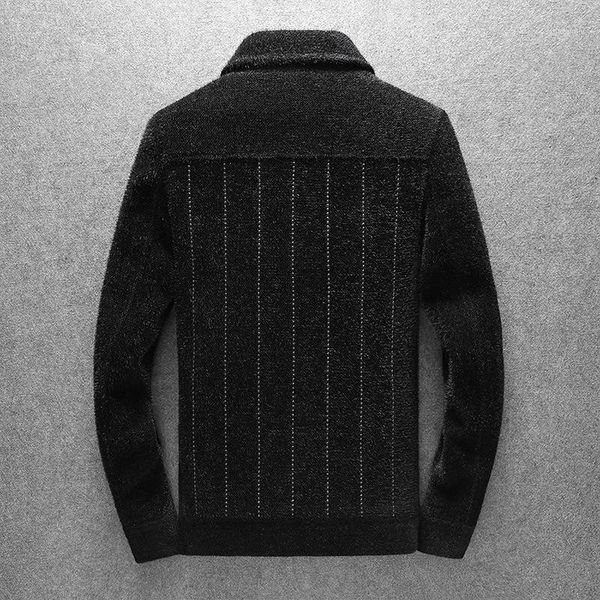 

winter new mink short lapel coat men's korean woolen coat youth heavy woolen jacket1, Black