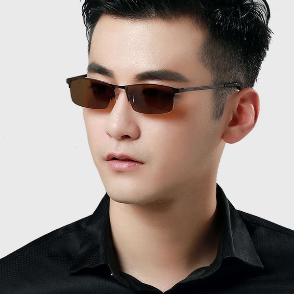 

myopia men's half frame resin polarizer sunglasses driver's glasses anti ultraviolet square sunglasses 2065, White;black