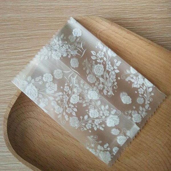 

100pcs gift packing bag plastic biscuits packaging bread baking supplies white rose candy cookies package party wedding decor1