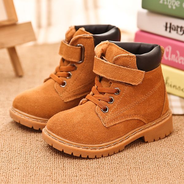 

afdswg winter 100% genuine black boys yellow leather girls red martin boots snow shoes kids