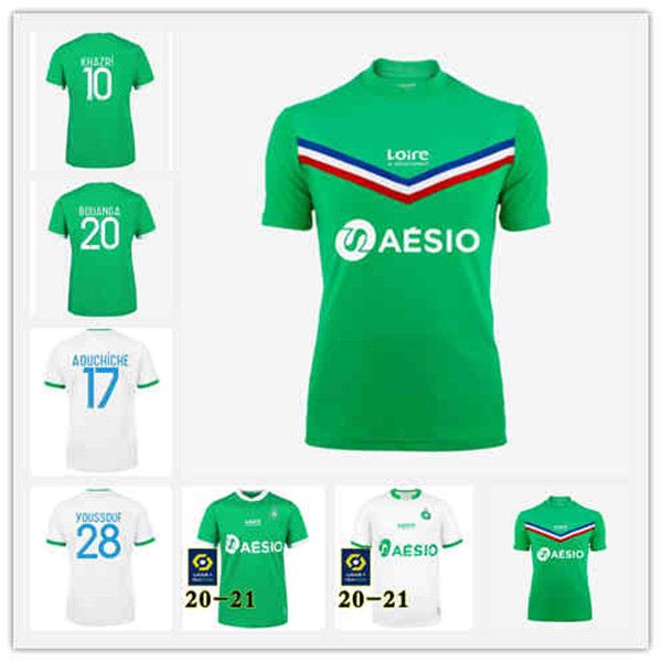 

2021 as saints-этьенн юссуф зеленый белый mens футбол джерси хазри aholou aouchiche maillots де лапка saints etienne футбол рубашки 20 21, Black;yellow