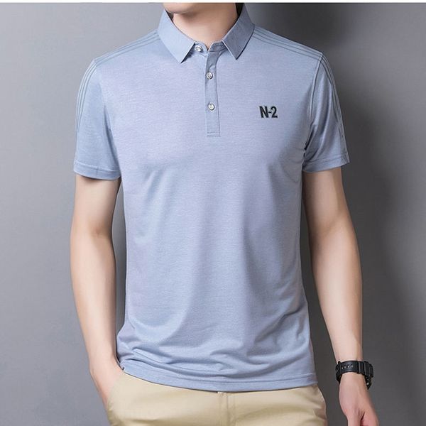 

с короткими рукавами рукав футболка и новых шелковые тонкого отворотом случайного половина 2020 ice шелковых рубашек поло nsi67 mulberry лет, Blue