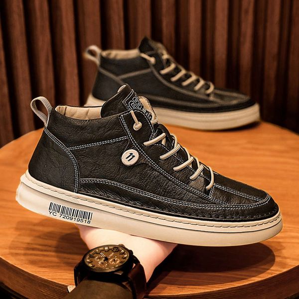 

autumn and winter 2020 new trend versatile high board plush warm men's students' feet casual shox sports shoes, White;red