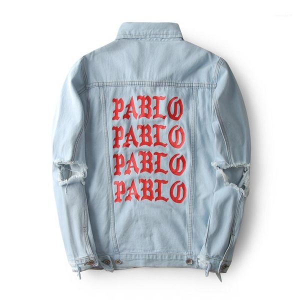 Giacche da uomo West Pablo Denim Uomo Hip Hop Tour Marchio di abbigliamento Streetwear Jeans Giacche1