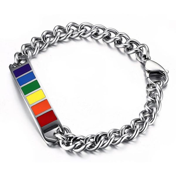 

fashion rainbow charm bracelets & bangles stainless steel gay pride bracelets rainbow color bangles jewelry, Black