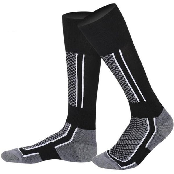 

men women skiing socks winter outdoor sport snowboarding hiking ski socks cycling soccer warm thicker cotton thermosocks, Black