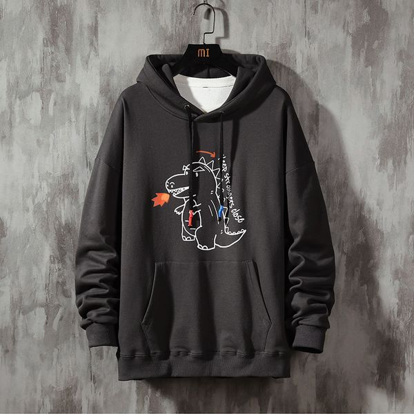 

2021 new dinosaurs hoodies men hip hop hooded sweatshirts mens japanese streetwear male korean funny black clothing plus size 6hic