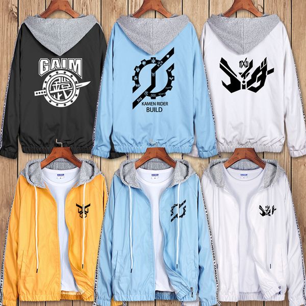 

2021 new anime masked men hoodies autumn style hooded jackets mens fashion kamen rider gaim build coat costume sweatshirt er7h, Black