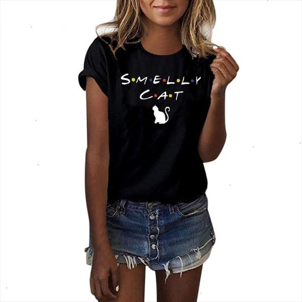

cat t shirt women tv show smelly cat printed shirts summer funny shirt girl and female tee friends t shirt, White