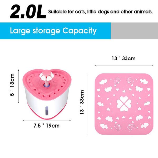 

2l matic cat water fountain led electric pet cat drinking feeder bowl mute dog cat water dispenser pets drinke sqcvsr