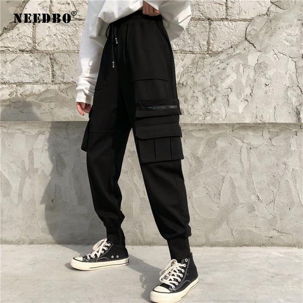

needbo cargo pants women black harajuku hip hop women pants 2020 casual pantalon femme trousers streetwear loose1, Black;white