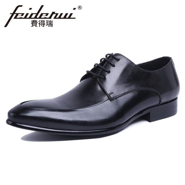 

new arrival men's formal dress derby footwear classic genuine leather pointed toe man wedding party shoes for bridal ymx596, Black