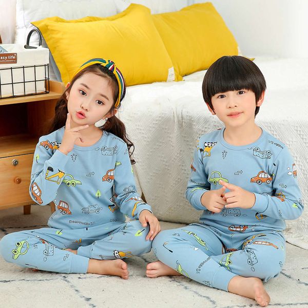 

cotton warm underwear set winter cartoon and wool autumn trousers children's home cloth pajamas, Blue;red