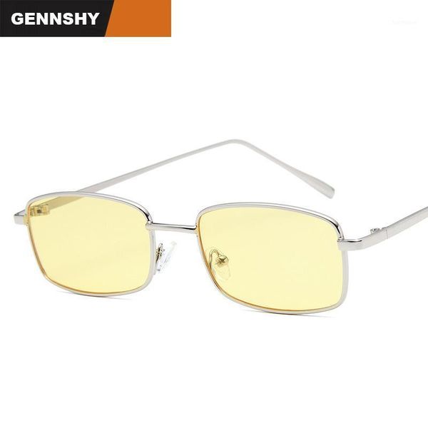 

2020 fashion small square sunglasses women men new unique metal sunglasses men retro brand design ocean lenses uv4001, White;black