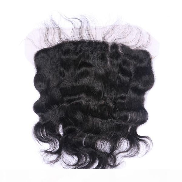 

13x6 ear to ear lace frontal closure with bleached knots natural color 1b brazilian body wave human remy hair extensions, Black
