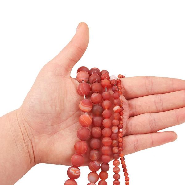 

1strand lot 4 6 8 10 12mm red matt natural stone stripe agates round loose beads for diy bracelet jewelry makings supplies h bbyyvs