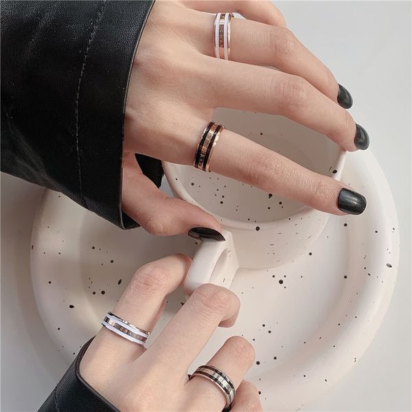 

drop glaze letters bethecge ring couple men and women niche high-end series simple titanium steel fashion jewelry, Silver